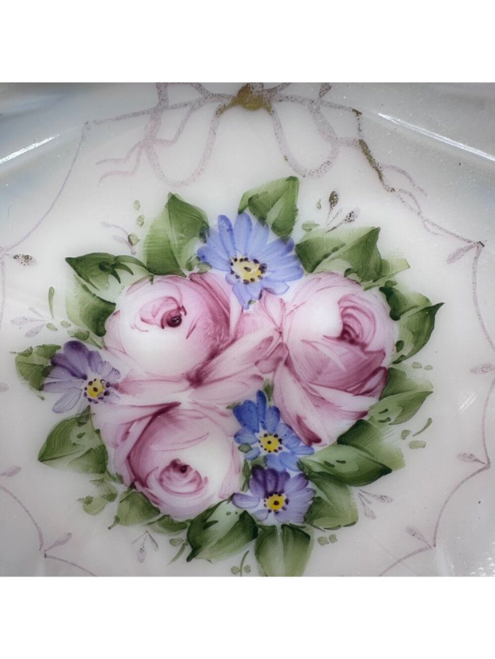 Cambridge Crown Tuscan Statuesque Nude Sea Shell Compote Charleton Roses Pink - Picture 9 of 14